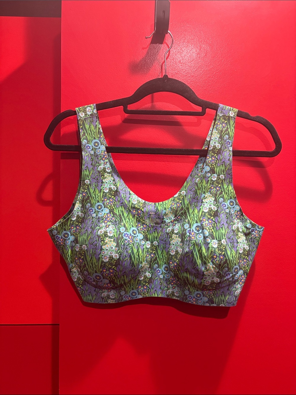 knix Floral Green and Purple Wireless Crop Bra